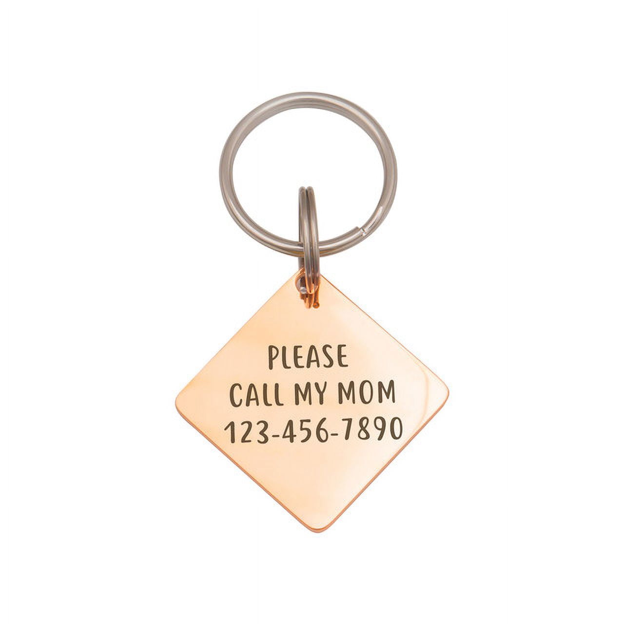 Anavia Stainless Steel Double Sided Diamond Name & Icon Engraved Dog & Cat ID Tag, Rose Gold, L