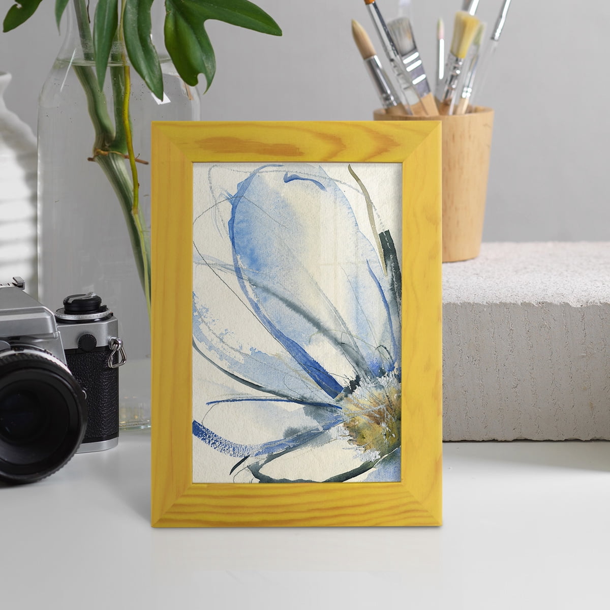 Cobalt & Paynes Petals I - Framed Print w/glass - Sunflower Yellow