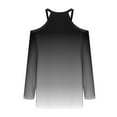 thumbnail image 4 of Goodtrade8 Gradient Womens Plus Size Tops Cold Shoulder Dark Gray Casual Long Sleeve V-Neck Shirt Winter for Women, 4 of 5