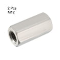 thumbnail image 3 of Uxcell M12x1.75-Pitch 304 Stainless Steel Metric Hex Coupling Nut (2-pack), 3 of 3
