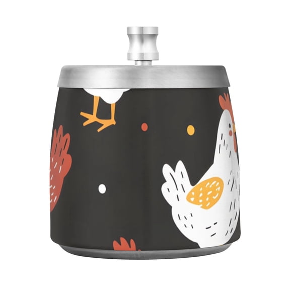 Chicken and Leaves Ashtray with Lid Smell Proof Cigarette Ashtray Stainless Steel Smokeless Ash Holder for Indoor Outdoor