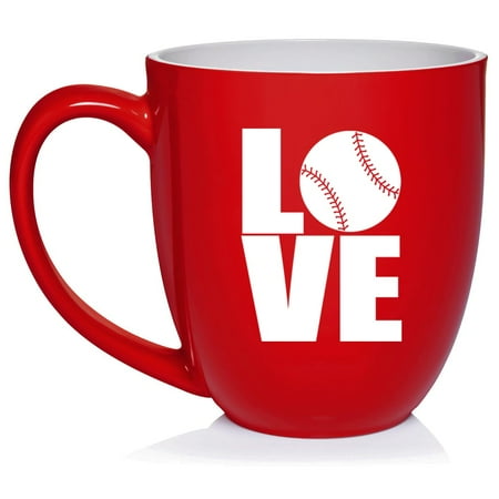 

LOVE Baseball Softball Ceramic Coffee Mug Tea Cup Gift for Her Him Friend Coworker Wife Husband (16oz Red)