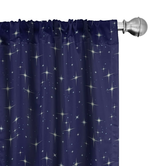 Ambesonne Space Curtains, Night Skyline with Stars, Pair of 28"x84", Purple White