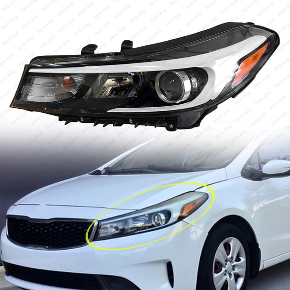 For 2017 2018 Kia Forte Sedan Left Driver Halogen Headlight Lamp w/o LED w/ Bulb