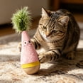 thumbnail image 6 of Wooden Wobble Cat Toy, Natural Beechwood Self-Righting Tumbler – Carrot Kicker, Interactive Silent Cat Toy for Indoor Cats, Battery-Free Plush, Aesthetic Home Decor Gift (Pink), 6 of 7