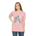 thumbnail image 5 of Letter A Watercolor Flowers Unisex Jersey Short Sleeve Tee, 5 of 12