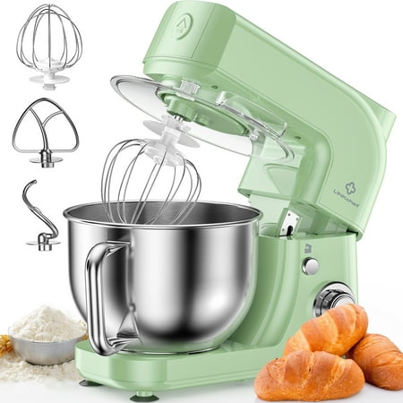 LINKChef Stand Mixer  5.3QT 800W 6+P Speeds with Whisk  Dough Hook and Beater (Green)