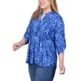 thumbnail image 3 of NY Collection Plus Size 3/4 Roll Tab Sleeve Y Neck Top, 3 of 3
