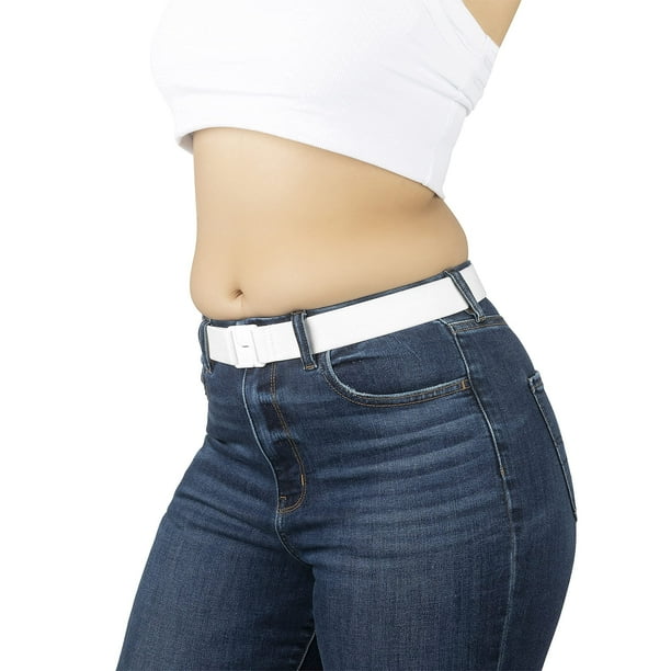 Invisibelt No Show Womena s Stretch Belt Adjustable Flat Belt One Size White Walmart