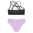 thumbnail image 4 of TiaoBug Kids Girls Tankini Swimsuit Crop Tank Top And Bikini Briefs Underwear Summer Holiday Beachwear Bathing Suits Black&Lavender 8, 4 of 7