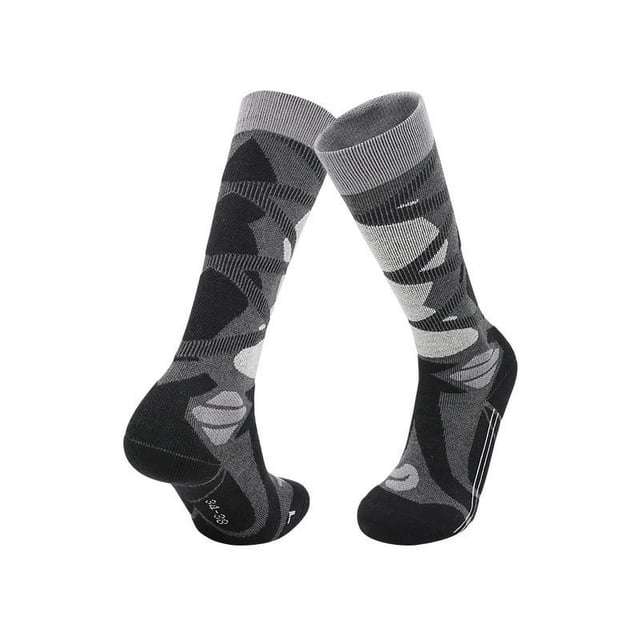 Calcetines de esquí de lana gruesa para hombre y mujer, largos y cálidos, con fondo de toalla, para deportes de nieve