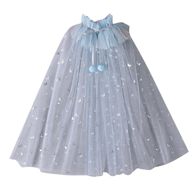 Liyamei Cape Fine à Sequins pour Filles Cape d'Été Bleue Taille Unique