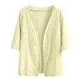 thumbnail image 5 of Plus Size Womens Crochet Cardigan Short Sleeve,Cropped Open Front Summer Sweater Lightweight Shrug,Boho Knit Cover Up with Wavy Cuffs for Casual Daily Wear Yellow XXXL, 5 of 5