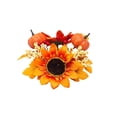 thumbnail image 2 of Harvest Festival Maple Leaf Sunflower Candlestick Wreath, Artificial Floral Candle Ring, Simulated Flower Decor for Halloween Thanksgiving Terrace Table Patio Holiday Decoration, 2 of 6