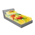 thumbnail image 2 of Ambesonne Floral Fitted Sheet & Pillow Sham Set, Poppy Flowers Blossom, Twin, Yellow Red, 2 of 2