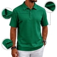 thumbnail image 2 of Fayerlin Men’s Breathable Polo Shirt Short Sleeve Casual Classic Fit Lightweight Top with Turn Down Collar for Daily Outdoor Wear Dark Green L, 2 of 8