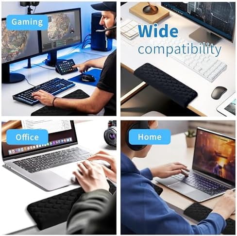 Quivanta L-Shaped Desk Elbow Pad for Desk, Memory Foam Elbow Support Padding with Non-Slip, 2-Piece Ergonomic Desk Edge Cushion, Wrist Comfort Support for Office Home (Diamond Black)