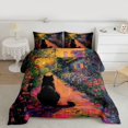 thumbnail image 2 of Manfei Kawaii Black Cat Bedding Comforter Set 2pcs for Child Teens,Spring Garden Twin Comforter Sets Microfiber,Chic Floral Flowers Breathable Bedding Set,Microfiber Bedroom Decor,Reversible, 2 of 8