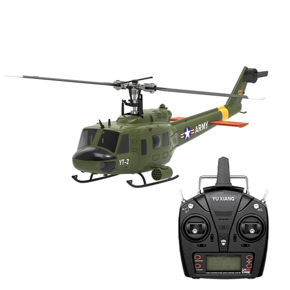 RC Helicopter, YU XIANG F07-V 1:34 Scale UH-1 Huey 2.4G 6CH Brushless Direct-Drive Flybarless RC Aircraft Model with LED Lights, Mode 1/Mode 2 Switchable, Gift for Adults (RTF Version)