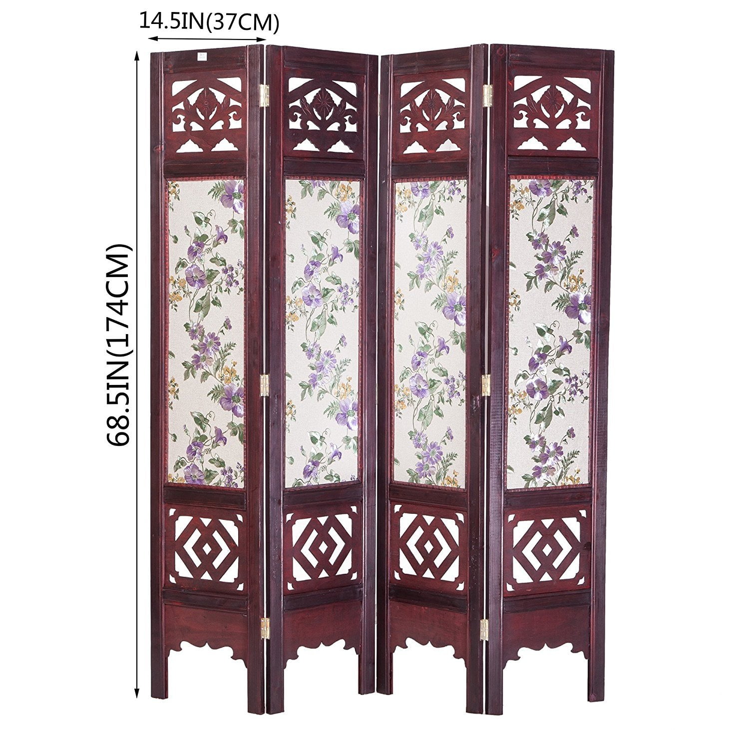 Vintage Oriental Style 4 Panels Screen Room Divider FUR1006 - Walmart.com