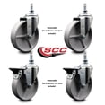 thumbnail image 2 of 5 Inch Semi Steel ½ Inch Threaded Stem Caster Set 2 Brakes SCC, 2 of 2