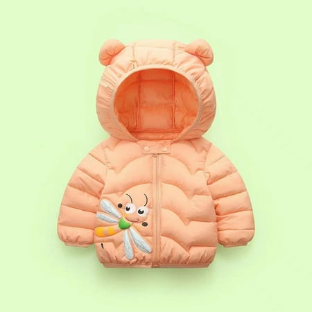 

Juebong Baby Clothing Deals For Days Toddler Kids Baby Boys Girls Fashion Cute Cartoon Dragonflies Pattern Windproof Padded Clothes Jacket Hooded Coat