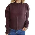 thumbnail image 2 of Qetyuw Oversized Sweater for Women Zip Down Hem Long Sleeve Loose Fit Pullover Jumper Chunky Casual Crew Neck Sweaters, 2 of 4