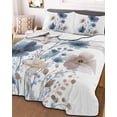 thumbnail image 3 of Quilts Twin-XL Size Bedding Set, Navy Blue Floral Lightweight Quilted Comforter, Watercolor Flowers Farmhouse Soft Reversible Bedspread Coverlet with Pillow Covers for All Season, 68" x 98", 3 of 7