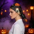 thumbnail image 4 of LNZGNM Halloween Women's Scrub Caps, Twist Knot Head Wrap, with Printed Pattern, Stretchy and Easy for Everyday Style, Bad Hair Days, and Casual Wear,Yellow(One Size), 4 of 6