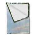 thumbnail image 2 of Beach Soft Flannel Fleece Blanket, Walkway and Jogging Track by Sea in Cinque Terre Italian Mediterranean Vacation, Cozy Plush for Indoor and Outdoor Use, 50" x 60", Green Chocolate, by Ambesonne, 2 of 5