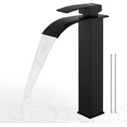 WeluvFit Tall Vessel Sink Faucet Oil Rubbed Bronze, Single Handle Single Hole Tall Waterfall Bathroom Faucet, Deck Mount Mixer Tap with Large Rectangular Spout Sink Washbasin Faucet Lavatory Vanity