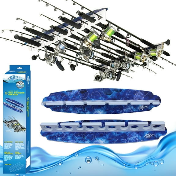 Rush Creek Creations Fishing Rod Wall Rack 11 Rod Capacity-Reel Salty Marine Grade