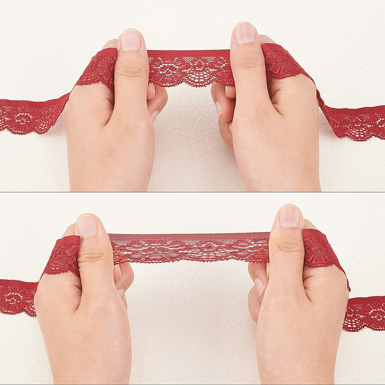 Gathered Ribbon, Ribbon stitched onto Elastic, 1 1/8 wide