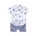 thumbnail image 2 of Teen Boy Clothes Toddler Baby Short Pants Set Kids Unisex Summer Cotton Button Down Printed Sleeveless Casual 0 3 6 12 18 24 Months Pajama Tshirt Shorts Outfits 2-Piece, 2 of 2