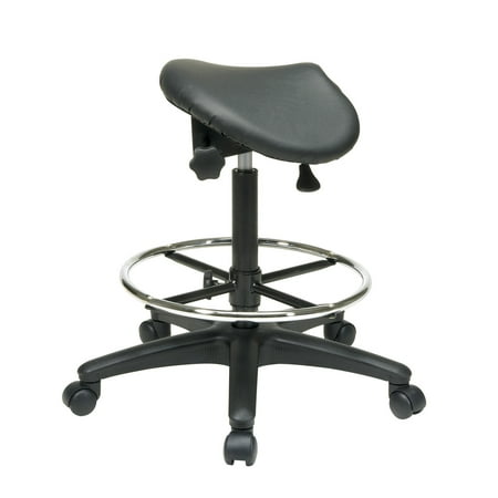 WorkSmart - Backless Stool with Saddle Seat - Black