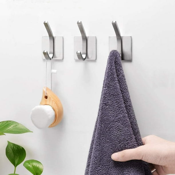 304 stainless steel Adhesive hooks,Adhesive Hooks Heavy Duty Wall Hooks  Waterproof Stainless Steel Hooks for Hanging Coat,clothes ,plants,gardening  tools,kitchenware,pans,pots,utensils,spoons, Hat,Towel Robe Hook Rack Wall  Mount- Bathroom and Bedroom