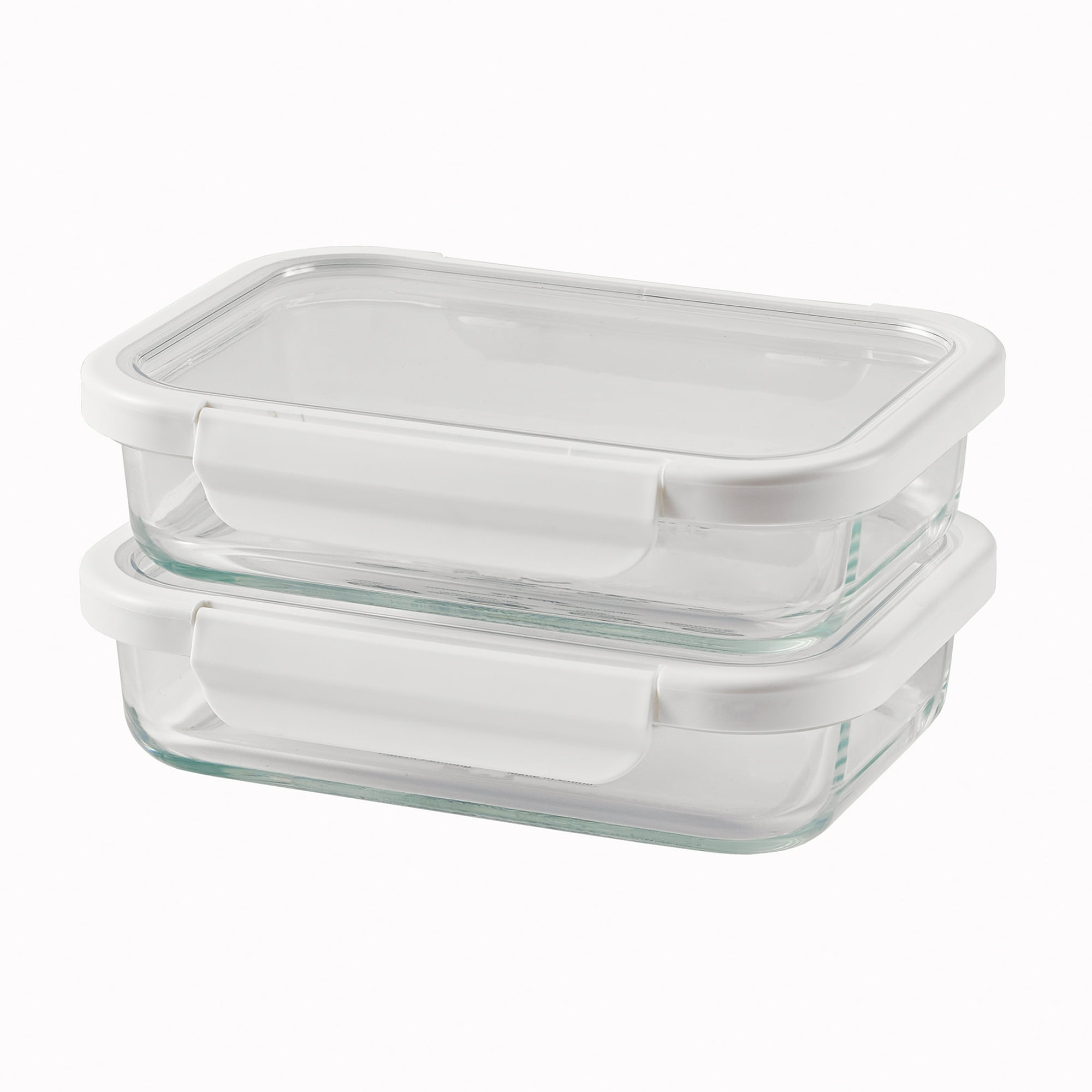 (4 pack) Better Homes & Gardens 2.3Cup Rectangle Glass Food Storage Container with Tritan Lid. Set of 2, 4 Pieces, Best Used for Leftover Storage and Reheating