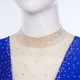 thumbnail image 5 of YONGHS Womens Glittery Gymnastics Dance Leotard Sheer Mesh Ballet Bodysuits Top Latin Dancewear Blue XXL, 5 of 7