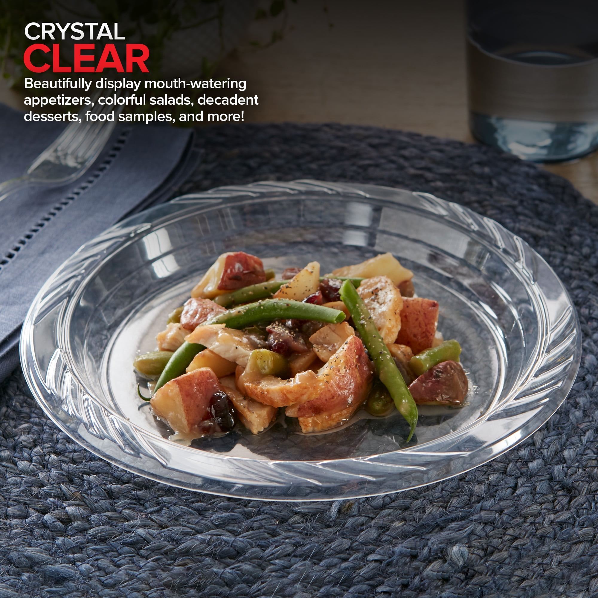 Stock Your Home 120-Count 9" Clear Plastic Plates, Heavy Duty, Disposable, for Parties & Events