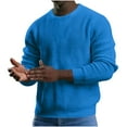 thumbnail image 3 of Feancey Waffle Knit Sweaters for Men Crewneck Casual Regular Fit Jumper Tops 2024 Fashion Classic Knitted Pullover Sweater Fall Lightweight Loungewear Top Limited Time Deal Blue XL, 3 of 8