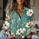 thumbnail image 5 of Blusas para las Mujeres Casual Verano Cuello en V Color Sólido Manga Larga Botón Abajo Camisa, Suelta Mezcla de Lino Tee para el Uso Diario, 5 of 6