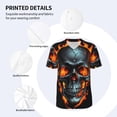 thumbnail image 3 of Zufioo Flame Metal Skull Print Men's Baseball Short Sleeve, Moisture Wicking Button-Down Hip Hop Tee-3X-Large, 3 of 7