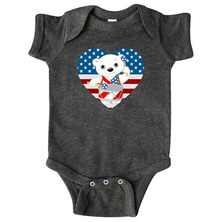 

Inktastic 4th of July US Flag Polar Bear Gift Baby Boy or Baby Girl Bodysuit