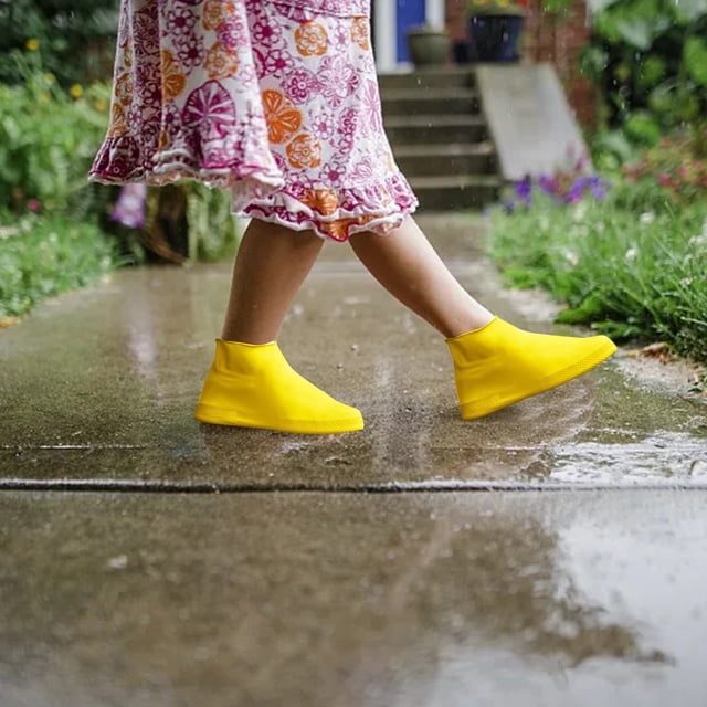 Riforla Couvre-Chaussures Imperméables en Silicone Réutilisables pour Jour de Pluie Neige Désert Plage Routes Boueuses Jaune
