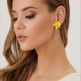 thumbnail image 4 of Sweet Fashion Flower Dangle Earrings for Women Ethnic Style Frosted Floral Pendant Earring Temperament Jewelry Gifts, 4 of 5
