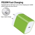 thumbnail image 3 of Usbc block,USB C Wall Charger Block,AILKIN 3Pack USB Wall Charger 20W Power Delivery Charging Android Type C Charger Block,Green, 3 of 7