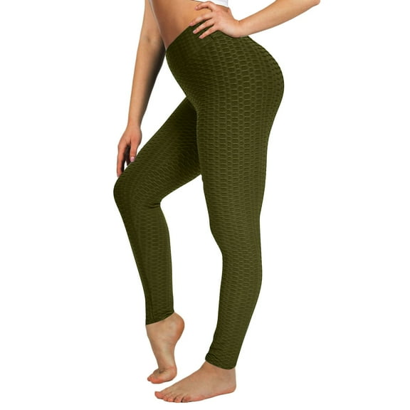 Women's High Waisted Butt Lifting Textured Leggings Tummy Control Workout Pants