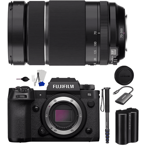 Fujifilm X-H2S Mirrorless Camera with Fujinon XF70-300mm f/4-5.6 LM OIS WR Lens, Extra NP-W235 Lithium-Ion Battery, Ultimaxx Cleaning Kit, Monopod - Travel Bundle
