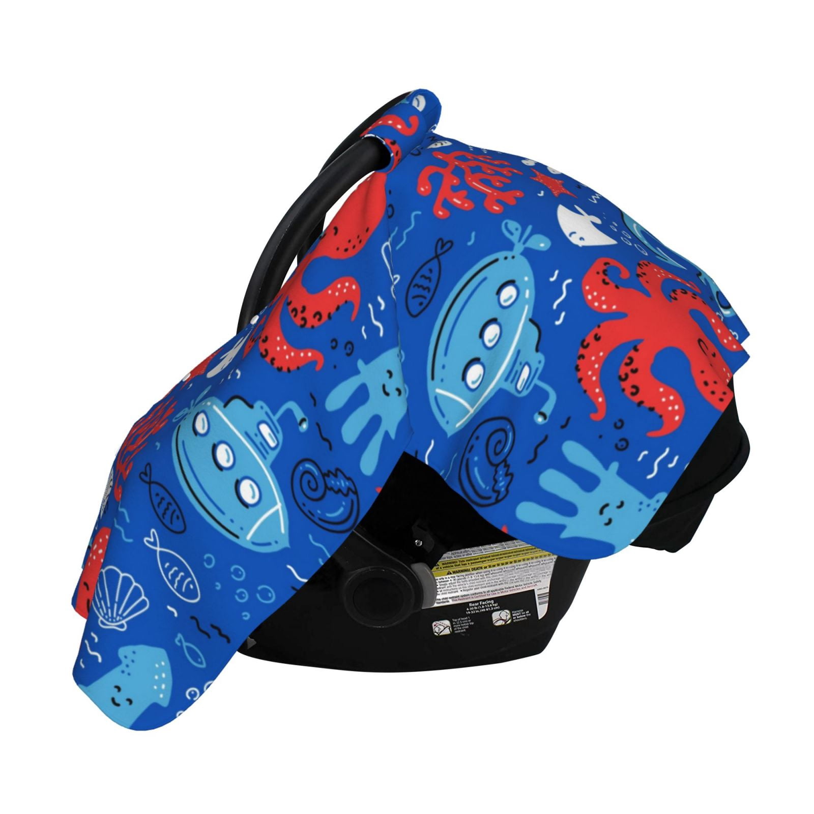 Naloa Nautical Animals Baby Car Seat Cover, Breathable Baby Carrier Cover, Multiuse Baby Carrier Cover & Nursing Breastfeeding Cover