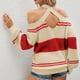 thumbnail image 4 of Top con cuello halter y hombros descubiertos a rayas,Jersey con cuello halter y hombros descubiertos para mujer Suéter con hombros descubiertos para mujer Estándares líderes en la industria, 4 of 6